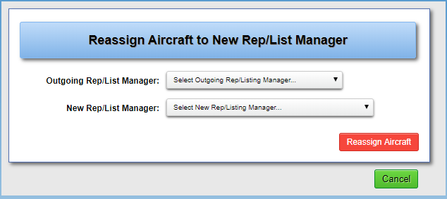 Reassign Aircraft Reps/Listing Manager