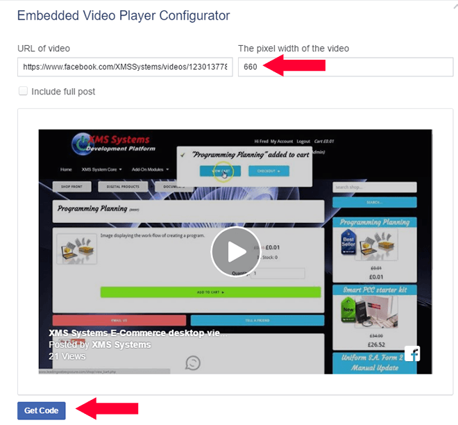 Facebook Video Played Configuration
