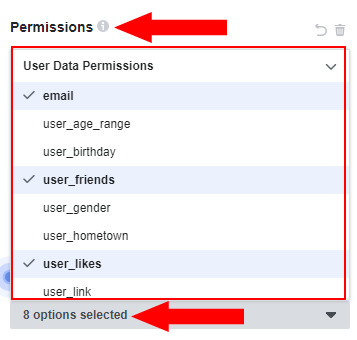 Select Facebook Access Permissions