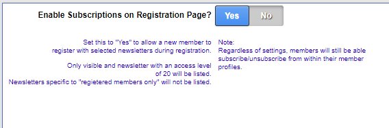 Subscribe to newsletters during registration