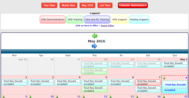 XMS Systems Scheduler Admin View