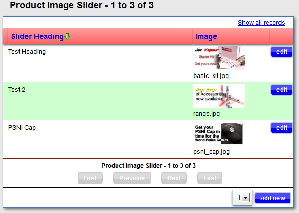 XMS Systems E-Commerce Image Slider