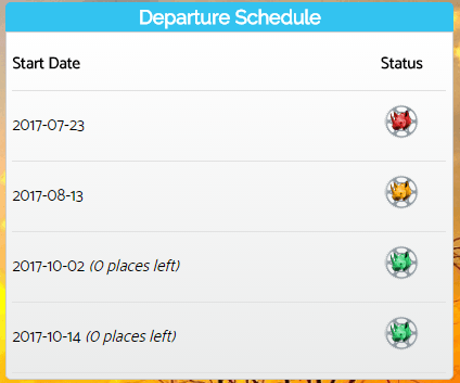Scheduled departures available