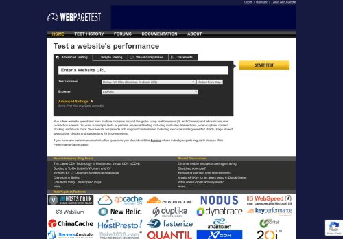 Website Performance and Optimisation test