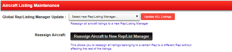 Aircraft Listing Maintenance