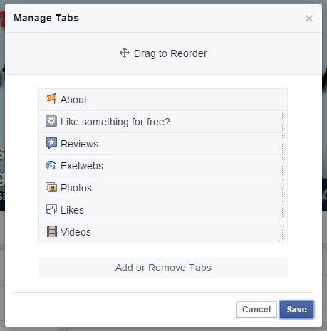 Reorder Facebook Tabs