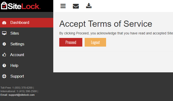 Accept SiteLock Terms of Service