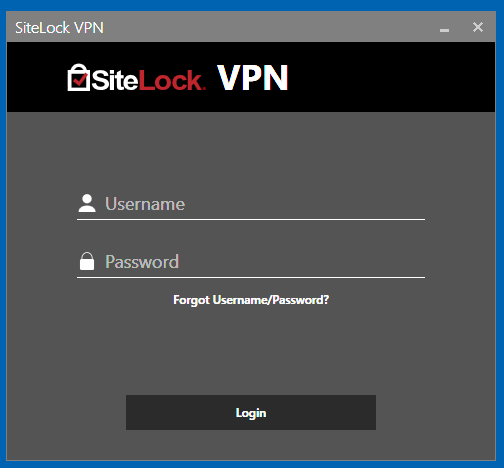 SiteLock VPN login screen