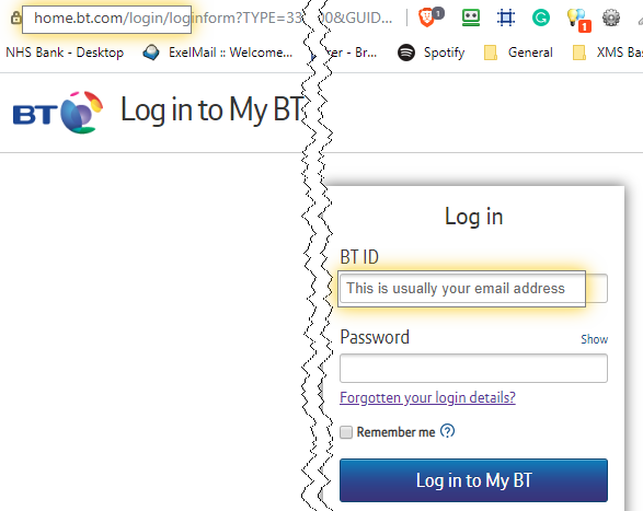 Real BT Login Page