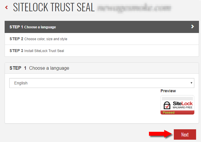Select SiteLock seal Language